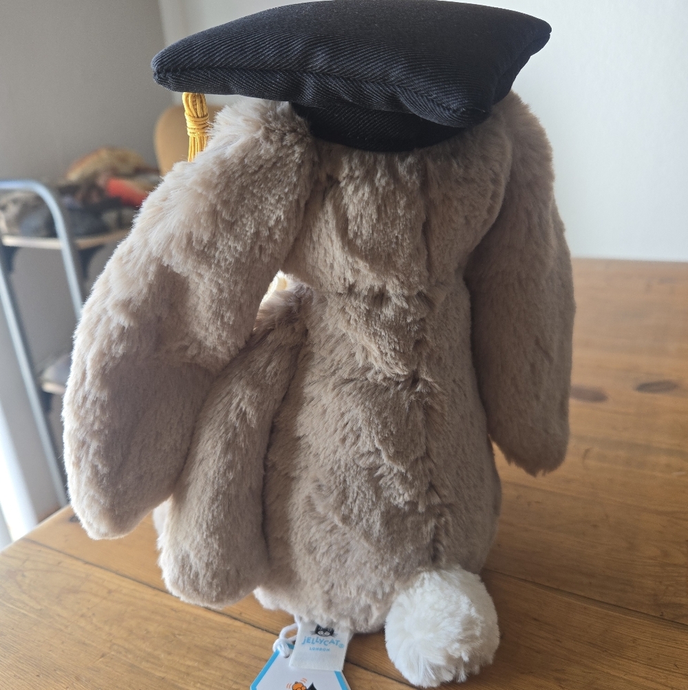 Jellycat Bashful Bunny Graduation Outfit 12.2x4.7x3.5" Soft Plush BNWT Authentic - Picture 8 of 9